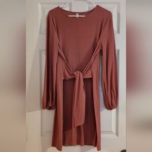 Chic Long Sleeve Dusty Rose Dress